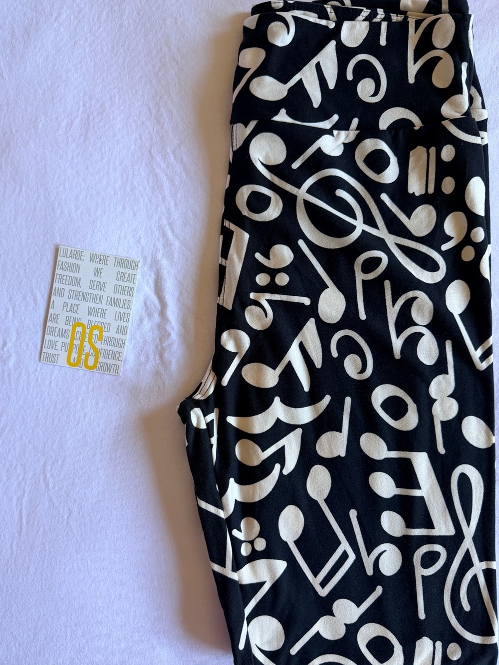 LuLaRoe Black Leggings with White Music Note Print